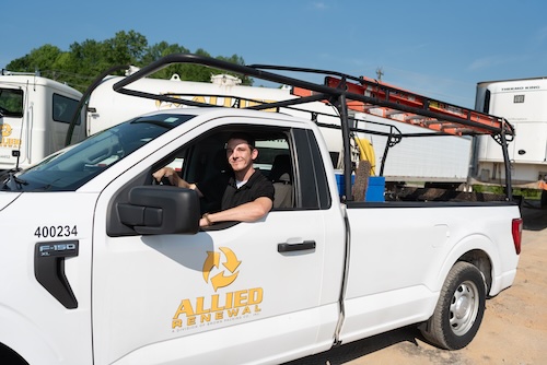guy in work truck